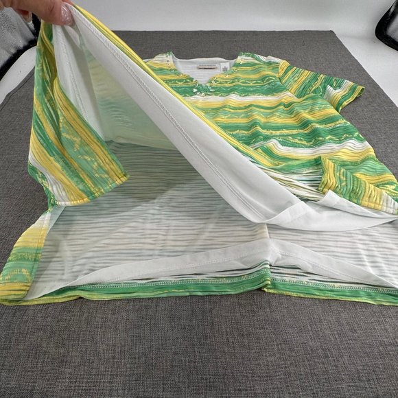 Alfred Dunner Womens Top Short Sleeve Shirt Plus 2X Short Sleeve Yellow Green Wh - Picture 5 of 11